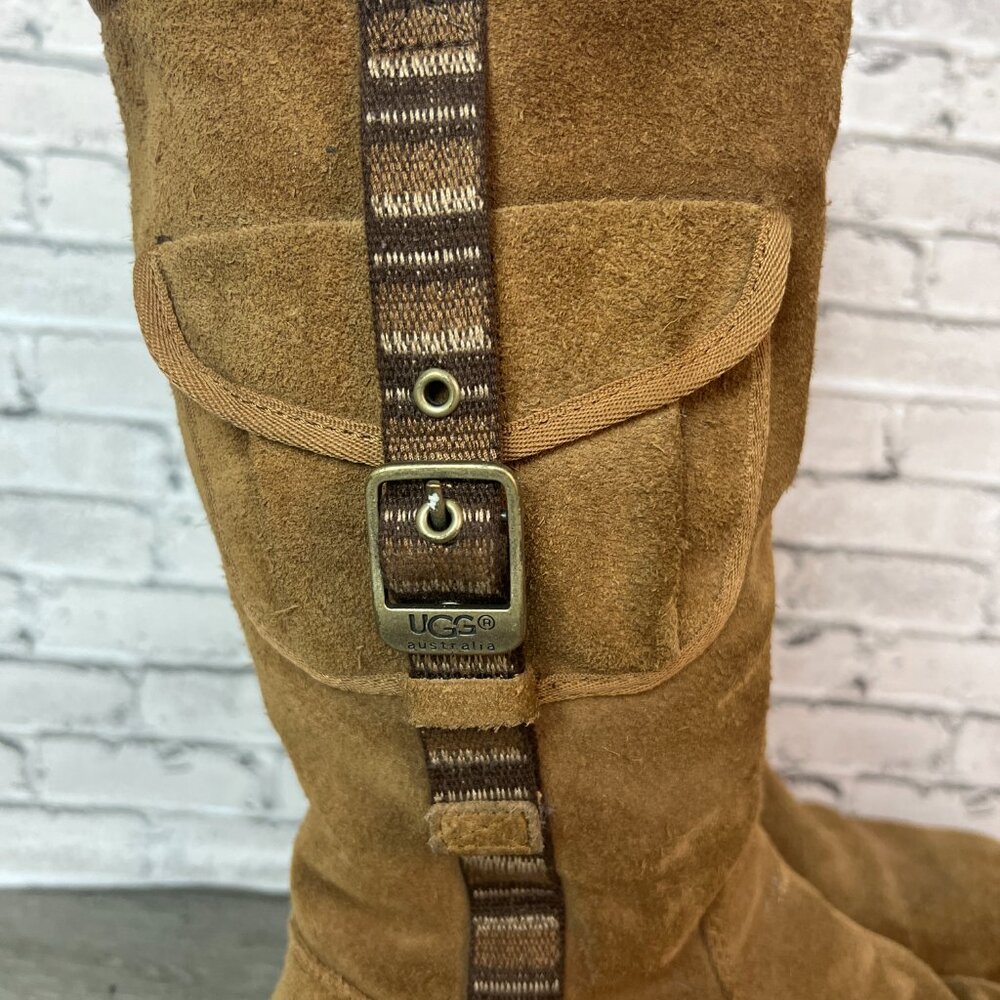 UGG 1968 Brown Retro Cargo Boots Size 5 Australia Leather Sheepskin - Picture 3 of 7